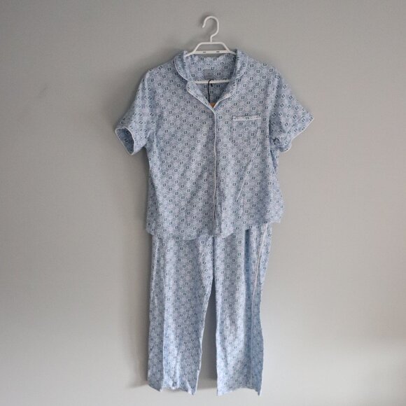 Jane & Bleecker Womens Sz M Blue 2-Piece Cotton Matching Sleepwear Pajama Set - Picture 2 of 16